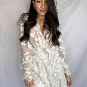 Zimmermann Elegant White Floral Lace Jumpsuit